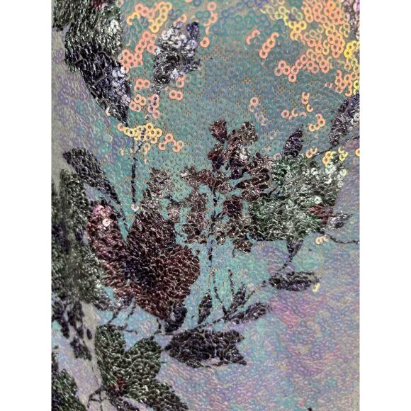 City Studio Floral Sequin Mermaid Dress Aqua Lilac Sz Large Fairy Whimsical - Picture 8 of 16